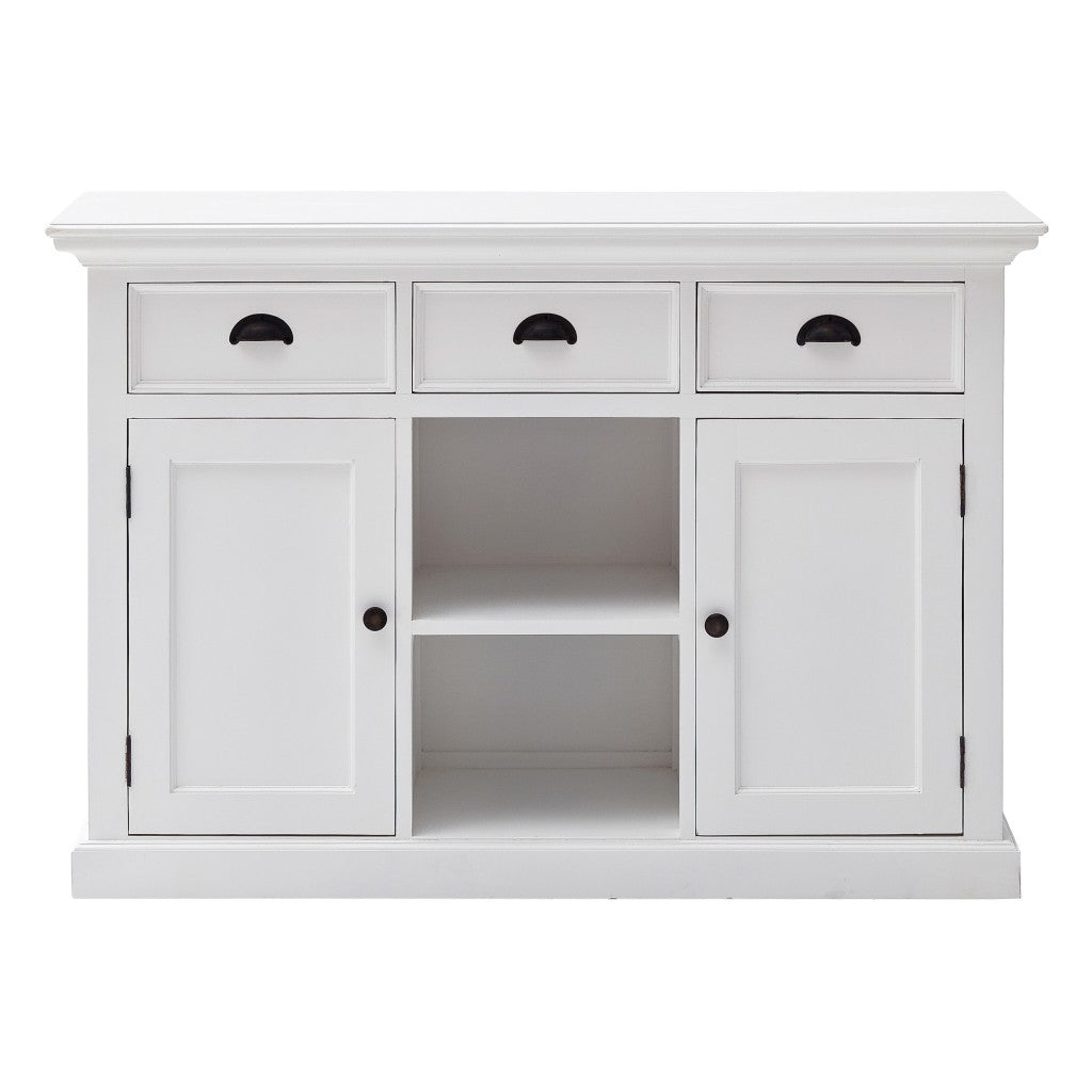 49" White Wood Three Drawer Sideboard with Two Doors-2