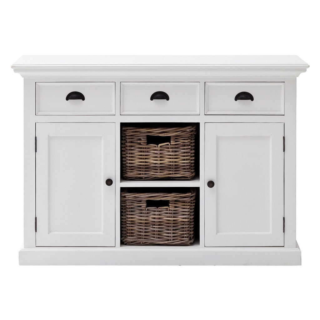 49" White Wood Three Drawer Sideboard with Two Doors-1
