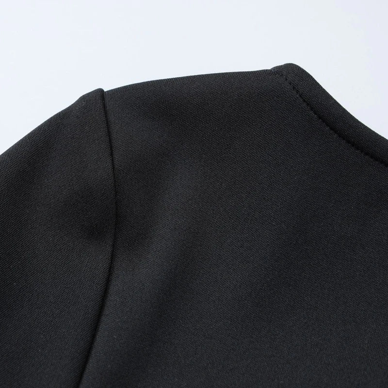 New Women's Dresses Elegant Round Neck Pleat Long Sleeve Casual Slim Pink Sexy Black Short Dresses Lady Street Chic Party Dress