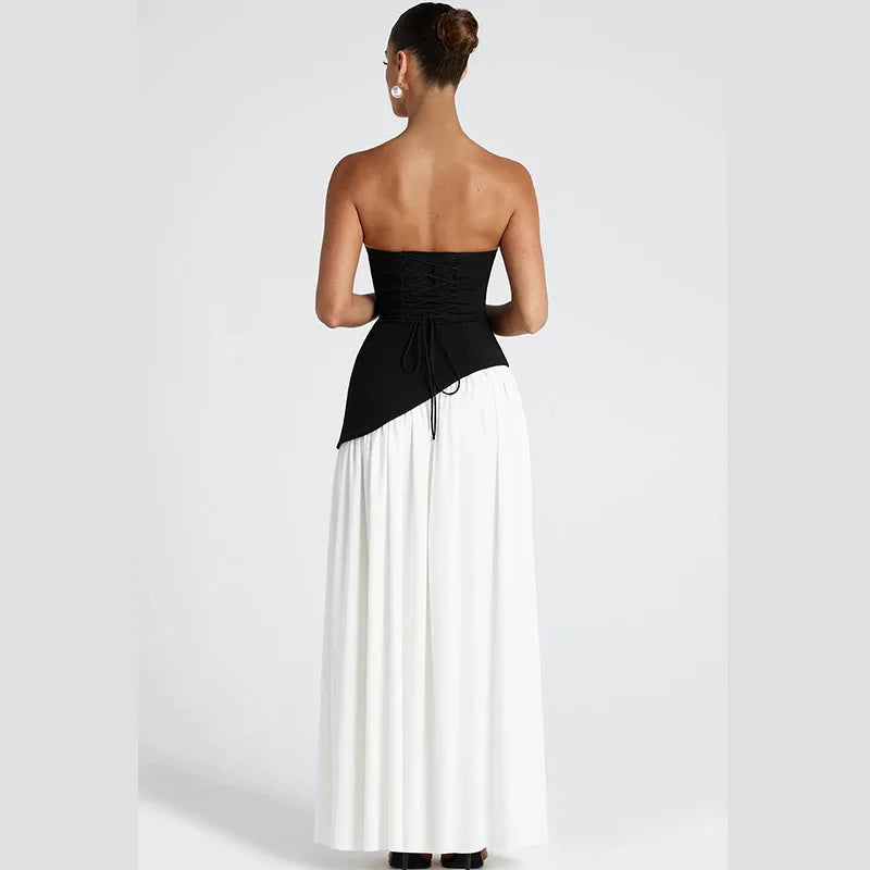 Elegant Satin Feather Strapless Dress Sexy Backless Off Shoulder Slim Fit Long Vestidos For Female 2025 Summer Party Street Gown