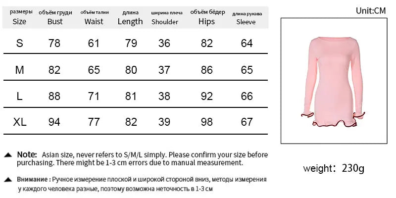 New Women's Dresses Elegant Round Neck Pleat Long Sleeve Casual Slim Pink Sexy Black Short Dresses Lady Street Chic Party Dress