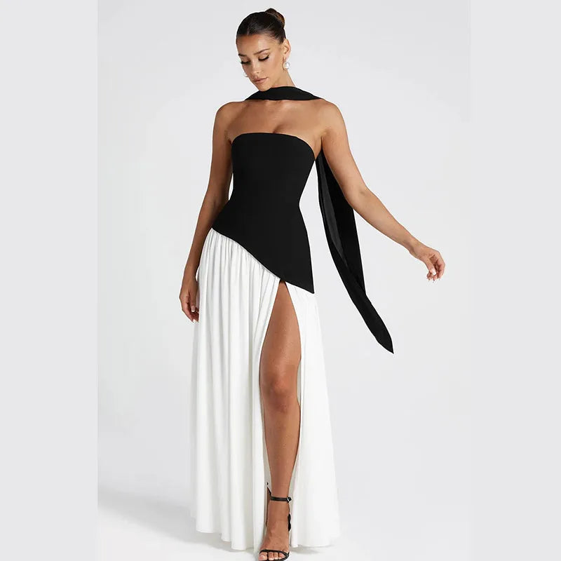 Elegant Satin Feather Strapless Dress Sexy Backless Off Shoulder Slim Fit Long Vestidos For Female 2025 Summer Party Street Gown