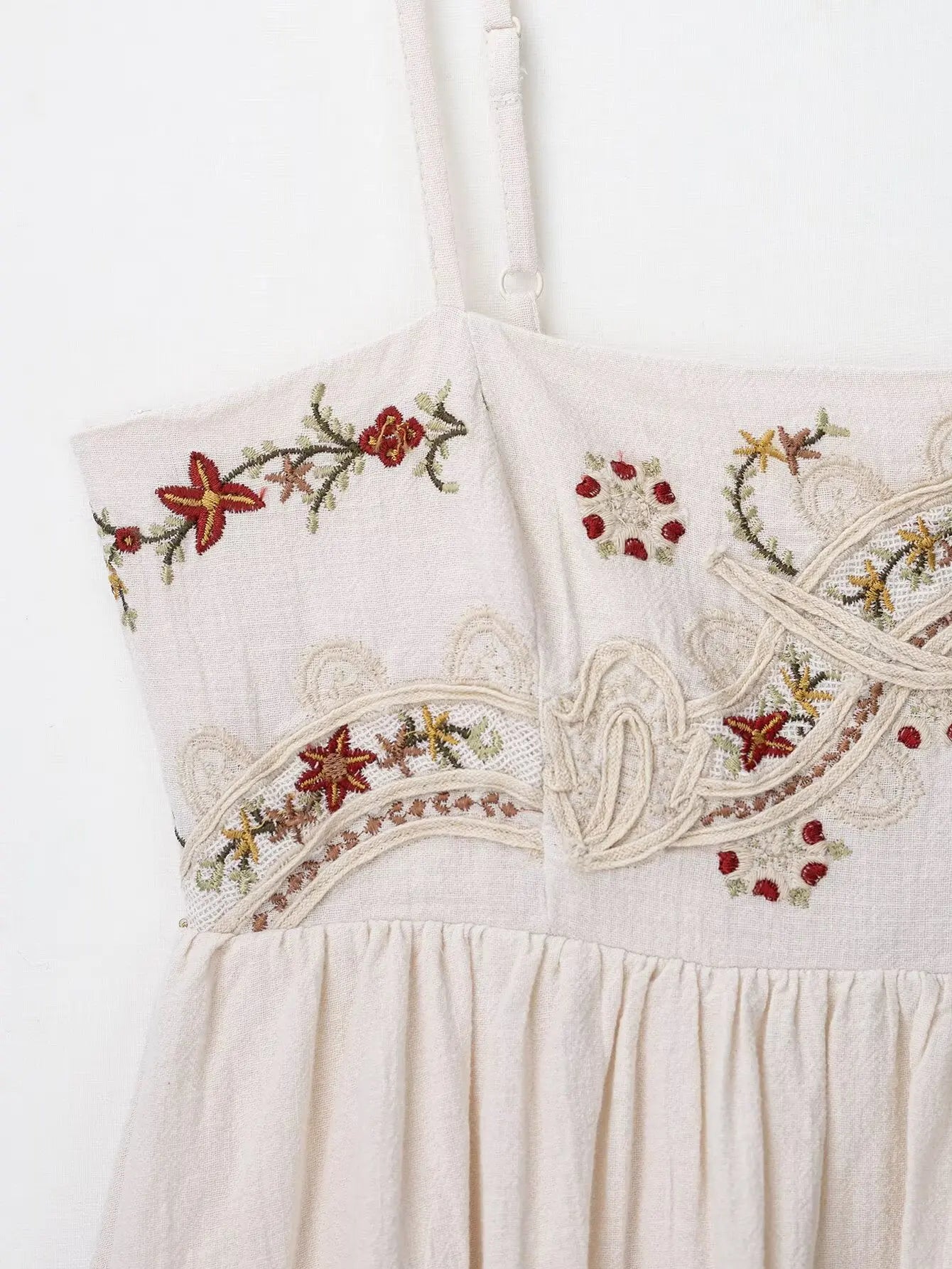 European and American style summer new women's fashion retro flower embroidery short dress suspenders short skirt