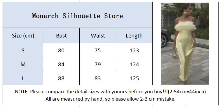Elegant Satin Feather Strapless Dress Sexy Backless Off Shoulder Slim Fit Long Vestidos For Female 2025 Summer Party Street Gown