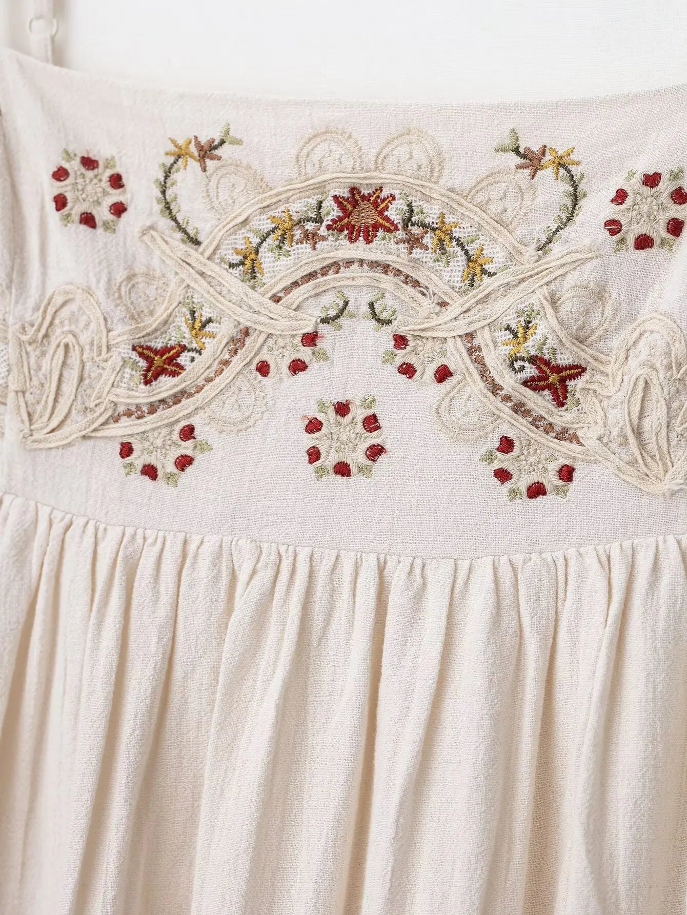 European and American style summer new women's fashion retro flower embroidery short dress suspenders short skirt