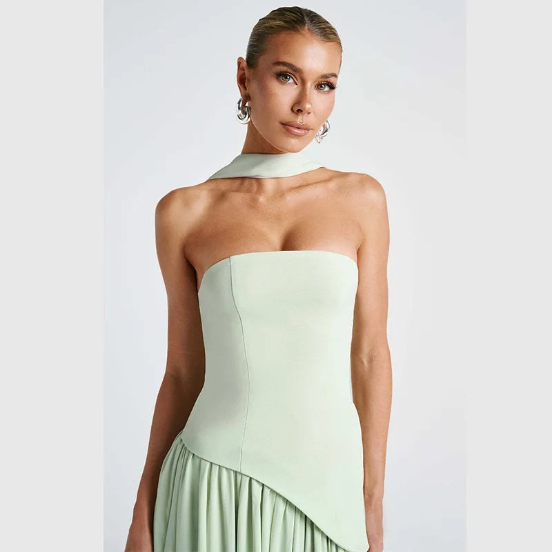 Elegant Satin Feather Strapless Dress Sexy Backless Off Shoulder Slim Fit Long Vestidos For Female 2025 Summer Party Street Gown