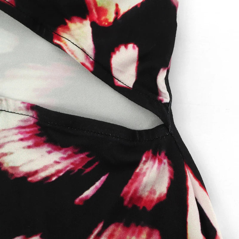 Summer Sexy Maxi Dress For Women Streetwear Fashion Print Hollow Out Sleeveless New Slim Dress Casual Club Elegant Party Dresses