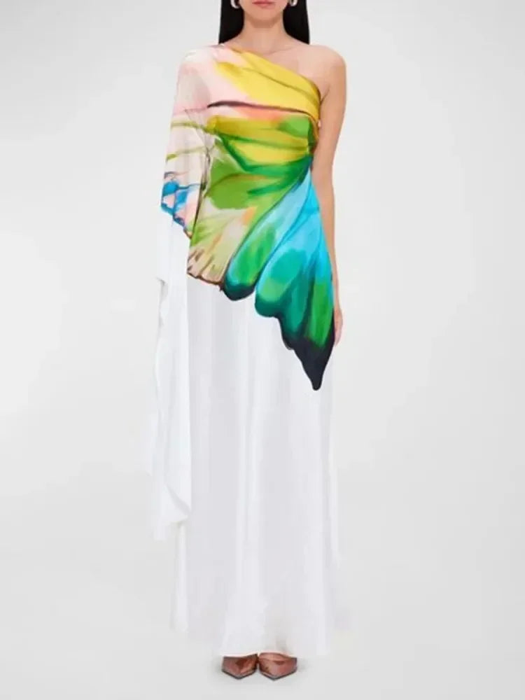 Women's Elegant Prom Banquet Long Dresses New Summer Fashion Flower Printed Loose Going Out Vacation Casual Dress