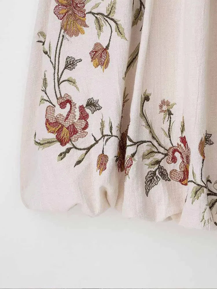 European and American style summer new women's fashion retro flower embroidery short dress suspenders short skirt