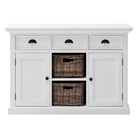 49" White Wood Three Drawer Sideboard with Two Doors-1