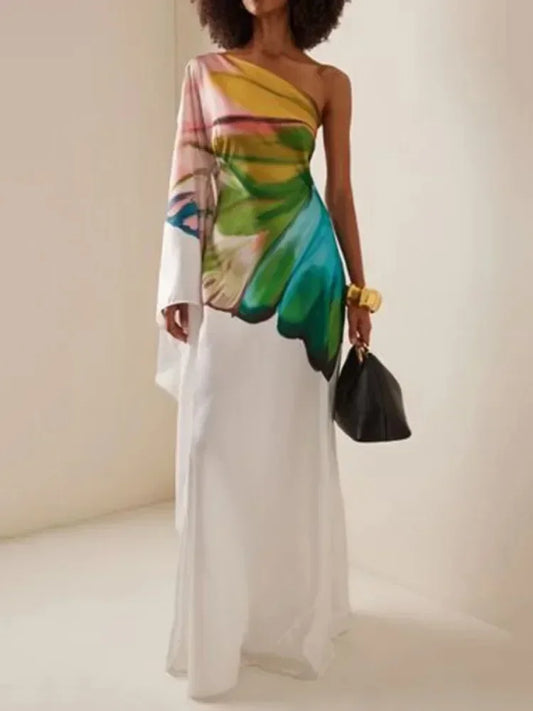 Women's Elegant Prom Banquet Long Dresses  New Summer Fashion Flower Printed Loose Going Out Vacation Casual Dress
