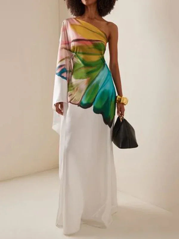 Women's Elegant Prom Banquet Long Dresses  New Summer Fashion Flower Printed Loose Going Out Vacation Casual Dress
